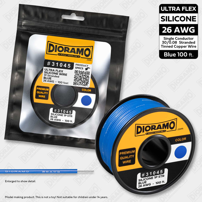 26 AWG Blue Silicone Ultra Flex Stranded 1P Electrical Wire 100 ft.