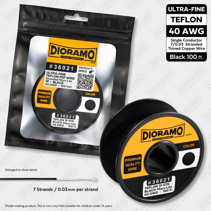 40 AWG Ultra-Fine Black Micro Litz Stranded Electrical Wire 100 ft.