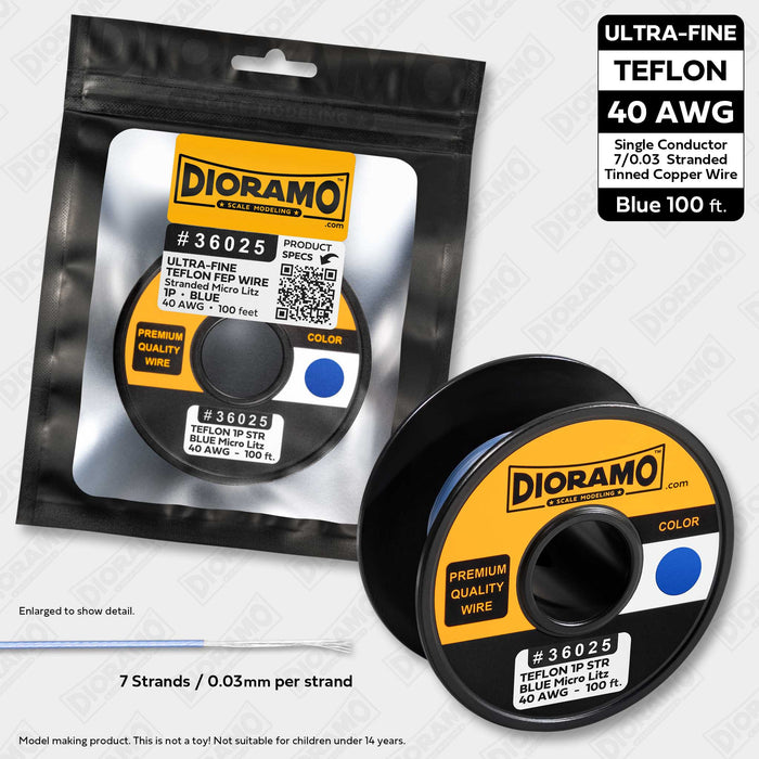 40 AWG Ultra-Fine Blue Micro Litz Stranded Electrical Wire 100 ft.