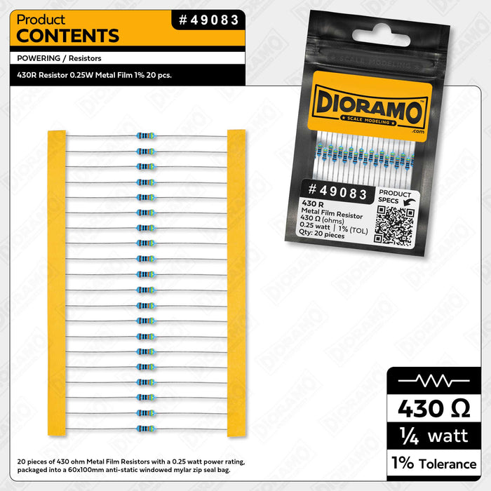 430R Resistor 0.25W Metal Film 1% 20 pcs.