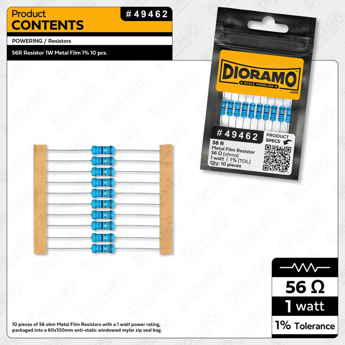 56R Resistor 1W Metal Film 1% 10 pcs.