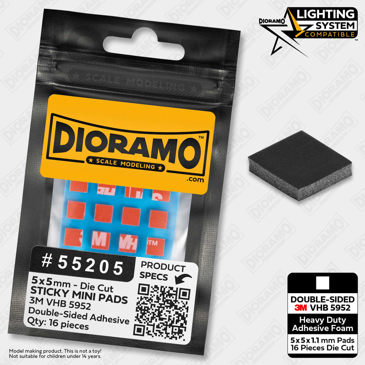 5x5 mm Double-Sided Sticky Mini Pads Authentic 3M VHB 5952. 16 pcs ...