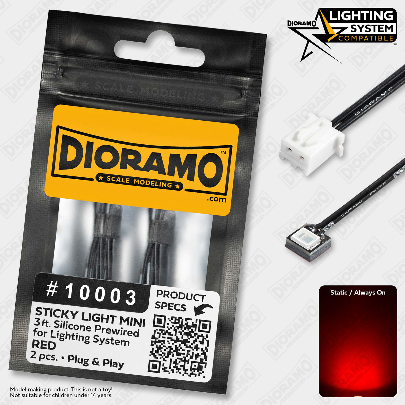 Sticky Light Mini Red. Prewired for Lighting System. 2 pcs. — Dioramo ...