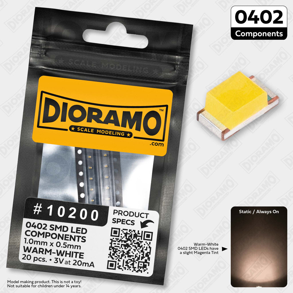 LEDピクチャーフレーム 0402 Warm-White SMD LED Components. 20 pcs. — Dioramo Scale