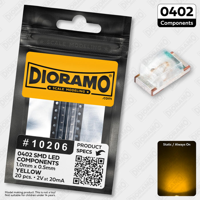 0402 Yellow SMD LED Components. 20 pcs.