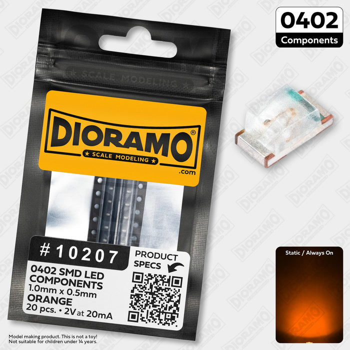0402 Orange SMD LED Components. 20 pcs.