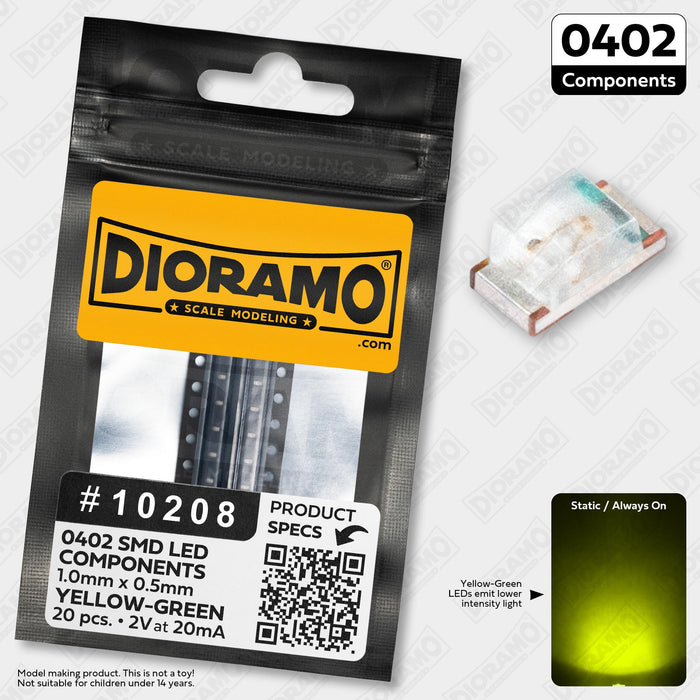 0402 Yellow-Green SMD LED Components. 20 pcs.