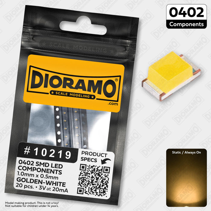 0402 Golden-White SMD LED Components. 20 pcs.