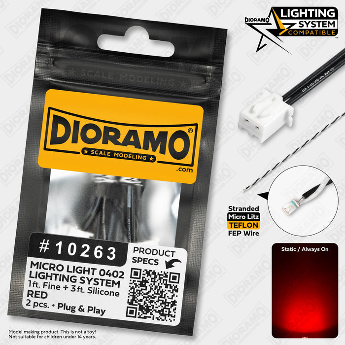 Micro Light Red. 0402 LED Prewired for Lighting System. 2 pcs.