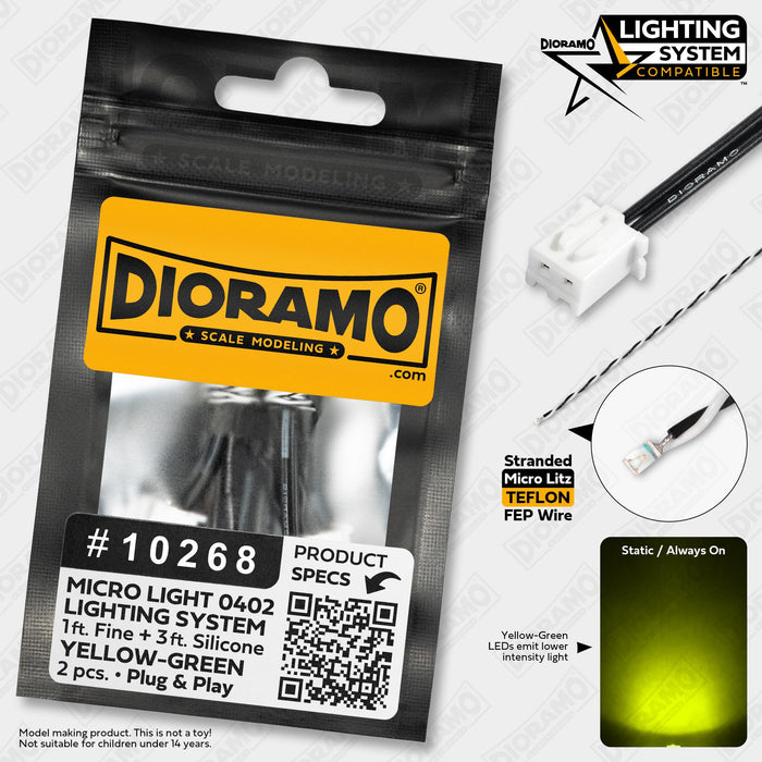 Micro Light Yellow-Green. 0402 LED Prewired for Lighting System. 2 pcs.