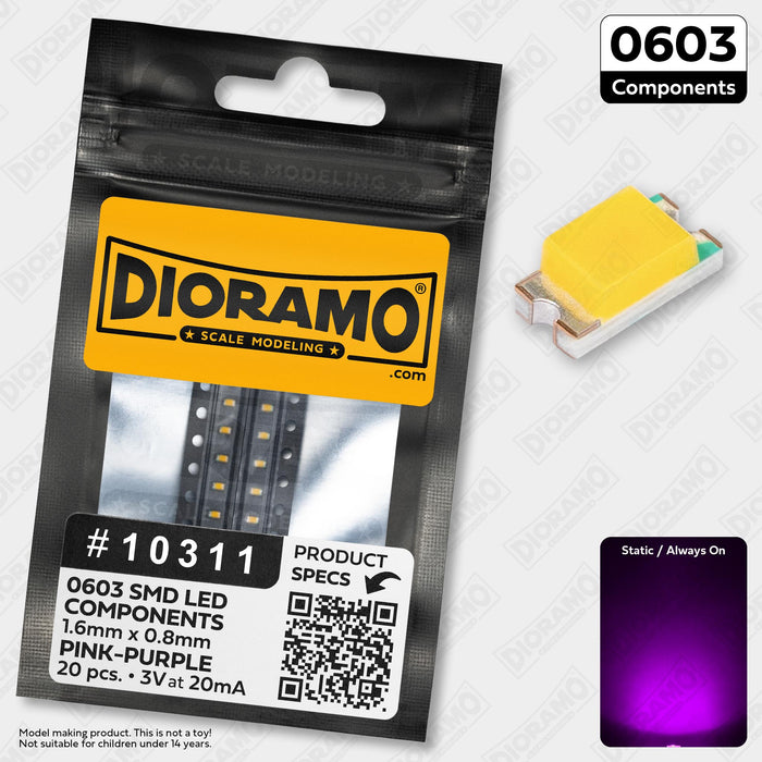 0603 Pink-Purple SMD LED Components. 20 pcs.