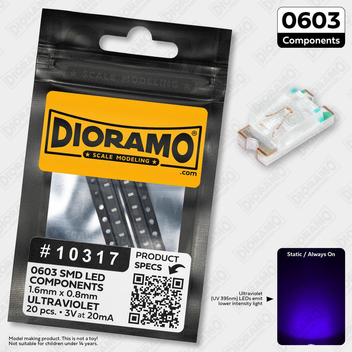 0603 Ultraviolet SMD LED Components. 20 pcs.
