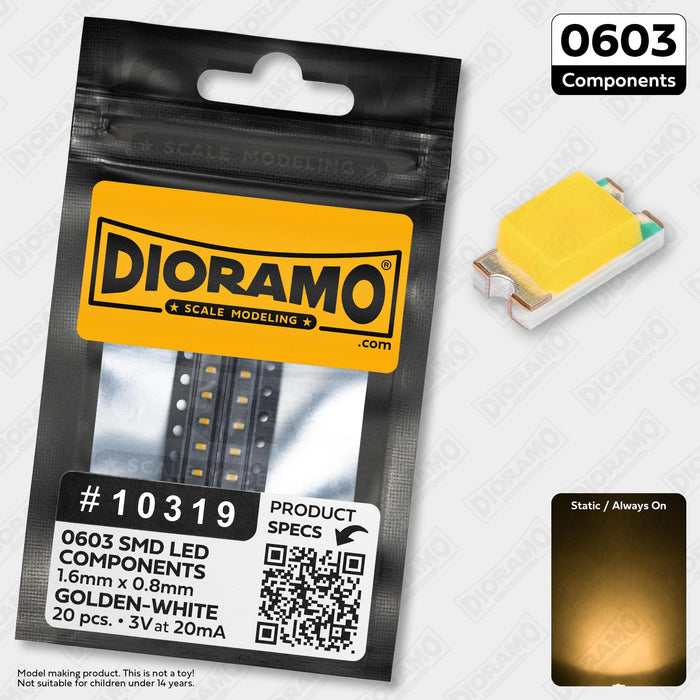 0603 Golden-White SMD LED Components. 20 pcs.