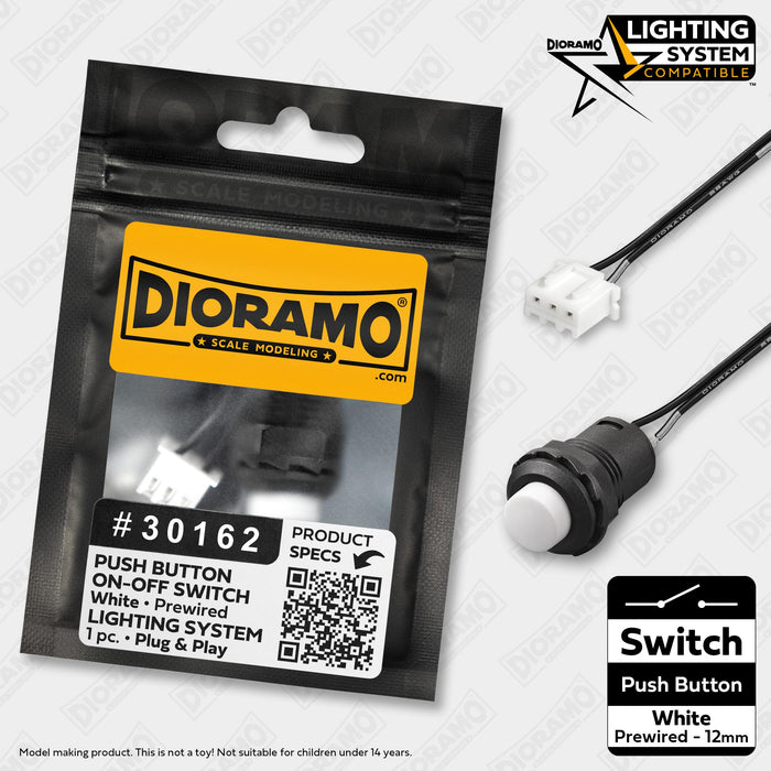 Switch ON-OFF White Latching Push Button Prewired for Lighting System
