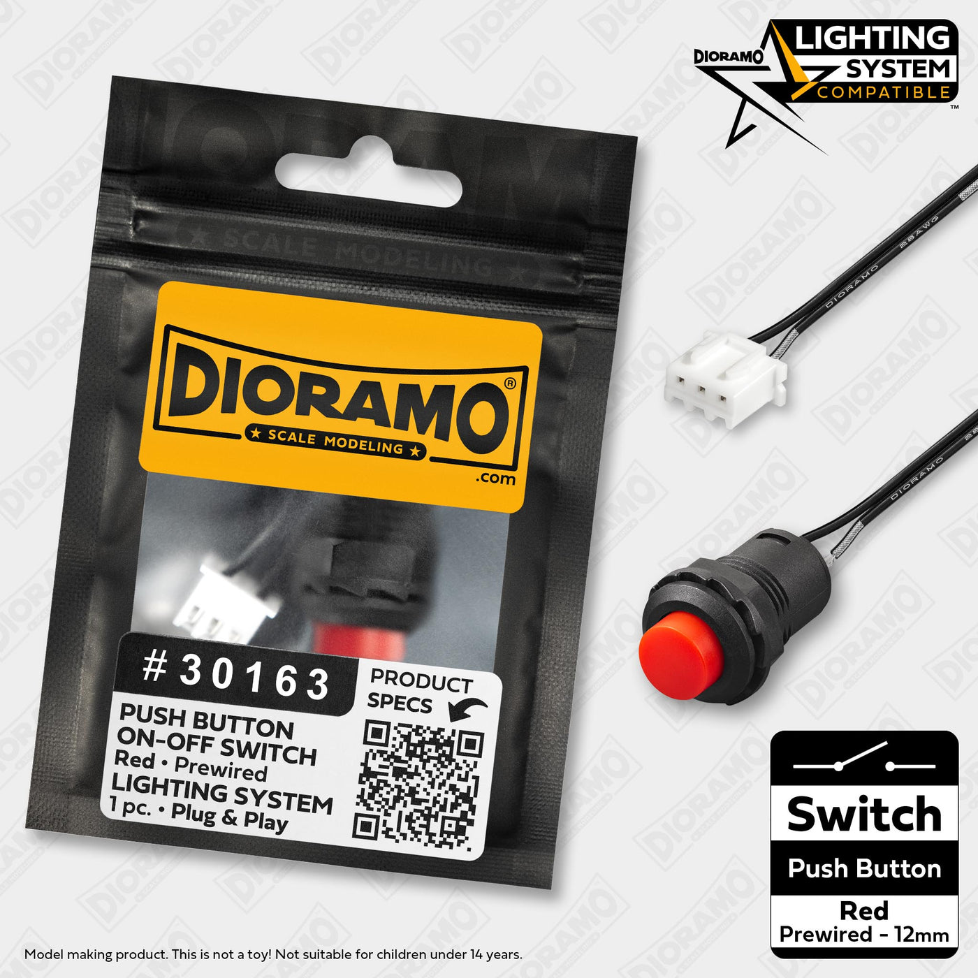 Switch ON-OFF Red Latching Push Button Prewired for Lighting System ...