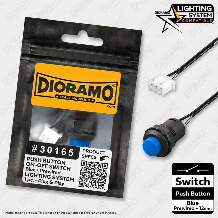 Switch ON-OFF Blue Latching Push Button Prewired for Lighting System