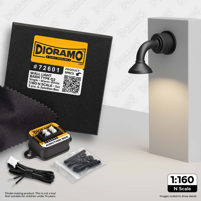 Wall Light - Barn Type Q2 in 1:160 N Scale. 3pc Set.