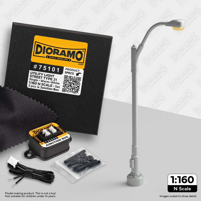 Utility Light - Street Type J1 in 1:160 N Scale. 3pc Set.