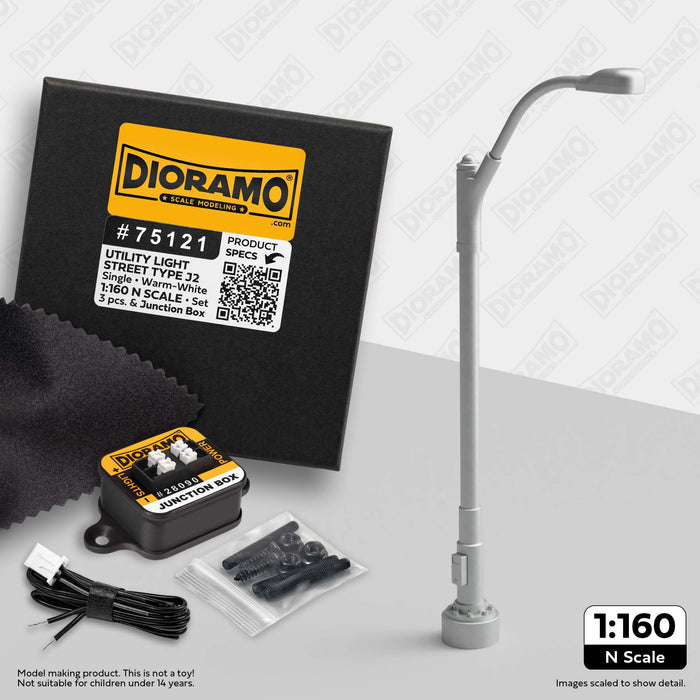 Utility Light - Street Type J2 in 1:160 N Scale. 3pc Set.