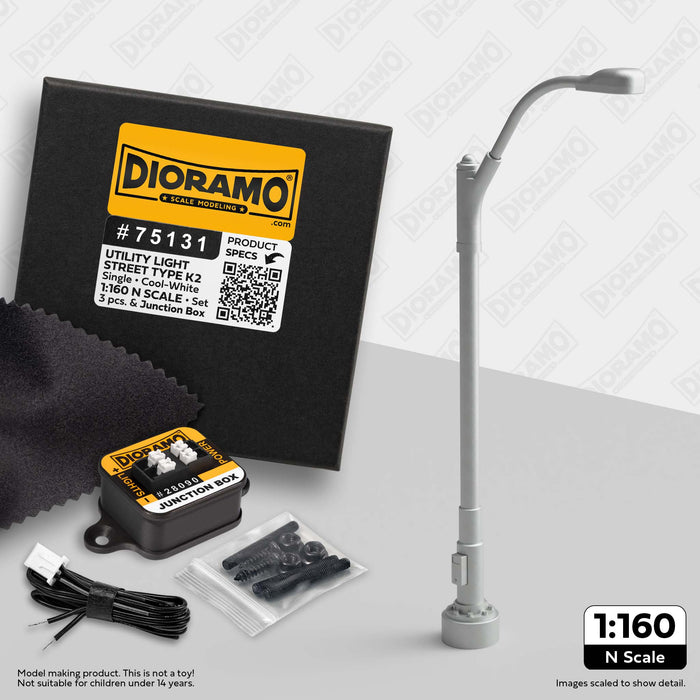 Utility Light - Street Type K2 in 1:160 N Scale. 3pc Set.