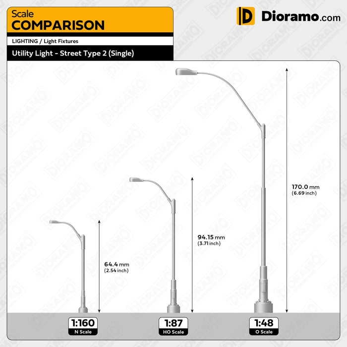 Utility Light - Street Type K2 in 1:48 O Scale. 3pc Set.
