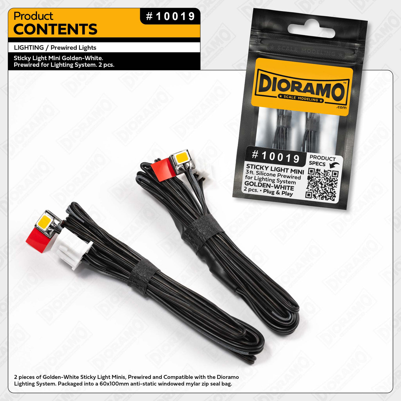 Sticky Light Mini Golden-White. Prewired for Lighting System. 2 pcs ...