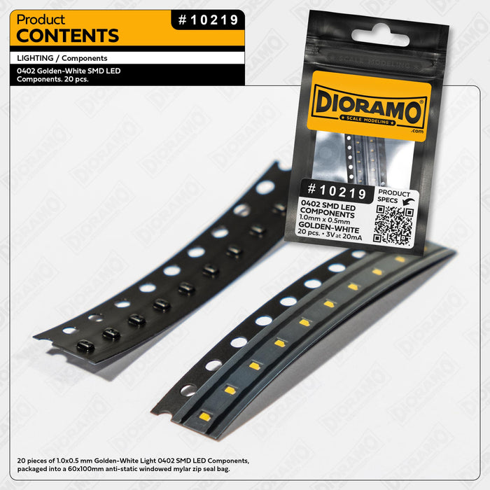 0402 Golden-White SMD LED Components. 20 pcs.