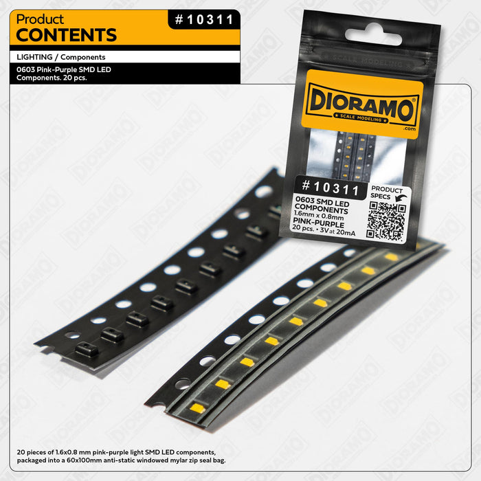 0603 Pink-Purple SMD LED Components. 20 pcs.