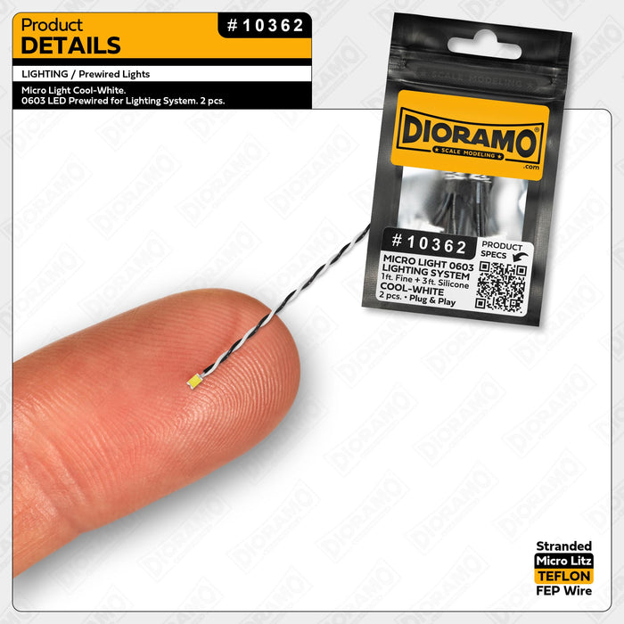 Micro Light Cool-White. 0603 LED Prewired for Lighting System. 2 pcs.