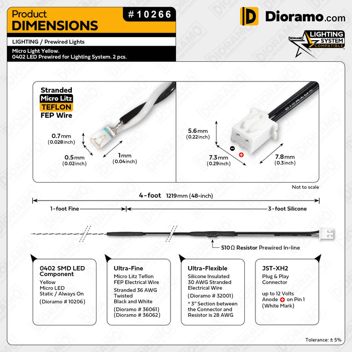 C144J# LED CMS Pré-câblé 0402 Jaune Fil émaillé 5 à 20pcs - Prewired LED Yellow - Foto 2