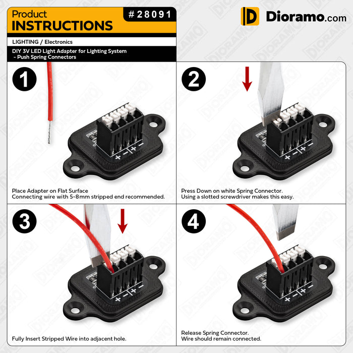 DIY 3V LED Light Adapter for Lighting System - Push Spring Connectors